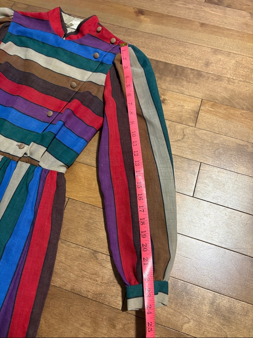 Vintage Multicolor Striped Long-Sleeve Midi Dress - Picture 7 of 10